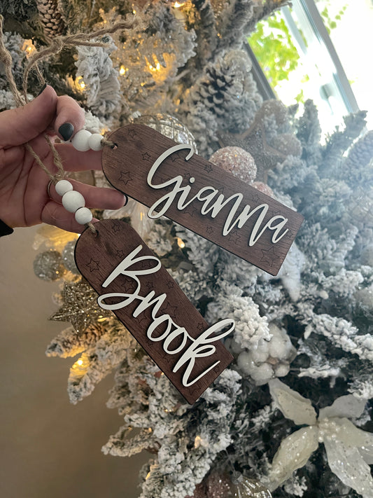 Wooden Stocking Tag Ornament